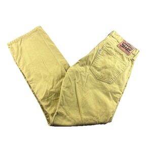 Vtg Levis 514 Straight Leg Denim Jeans Mustard Yellow Mens 32x31 White Tab